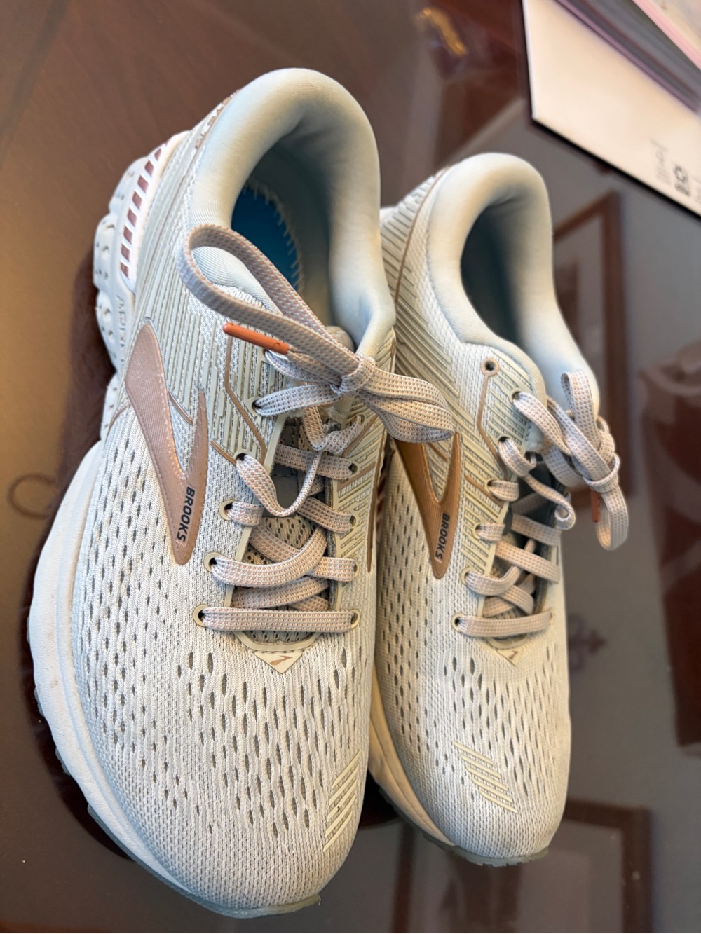 Brooks Women's Running Shoes — Light Gray with Rose Gold Accents